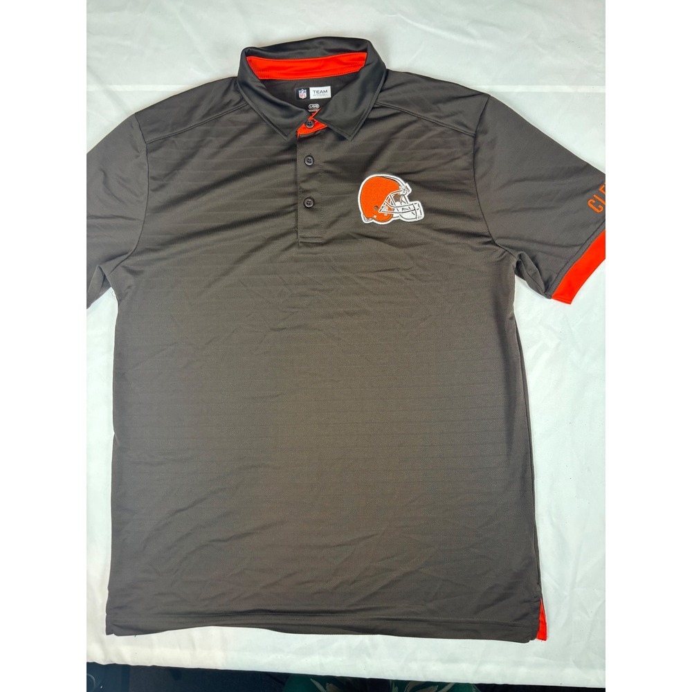 NFL Team Apparel Cleveland Browns Mens Large Brown Orange Performance Polo Shirt